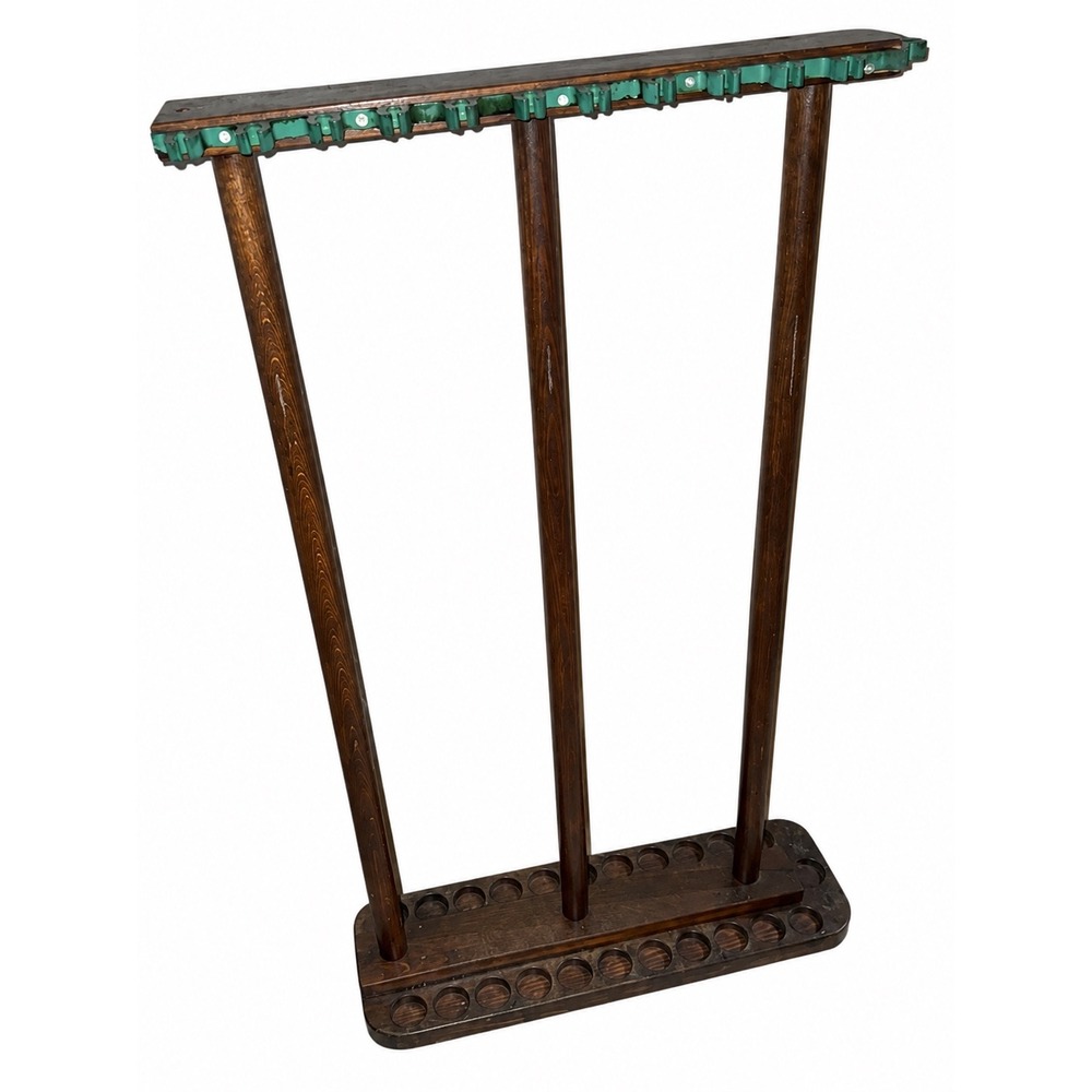 Vintage Wood Fishing Rod Rack Stand 3-Post Floor Display Holder 34" x 18"